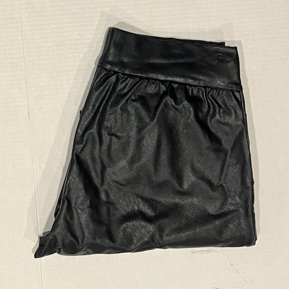 Commando Women's L Black Faux Leather Mid-Rise Stretch‎ Joggers - Picture 1 of 5